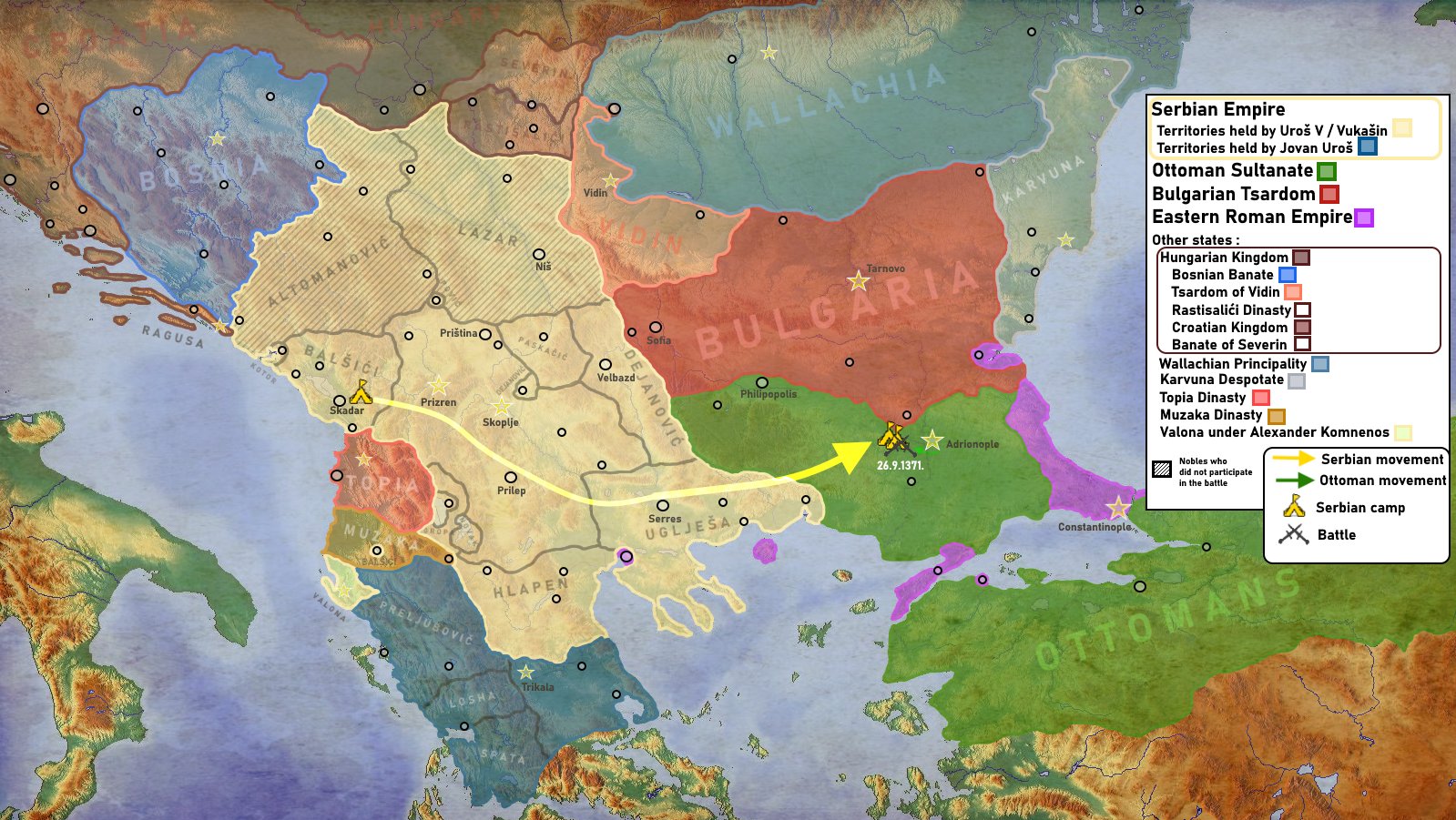 Map of the Battle of the Maritsa, 1371